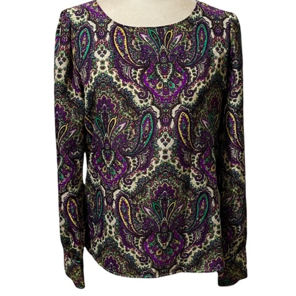 J. Crew Factory Purple Paisley Print Blouse